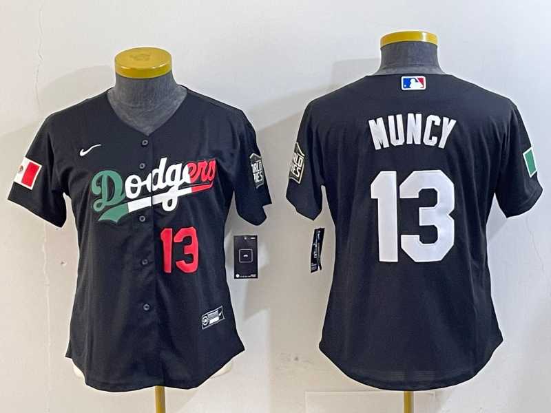 Women%27s Los Angeles Dodgers #13 Max Muncy Number Black Mexico 2020 World Series Cool Base Nike Jersey